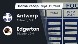 Recap: Antwerp  vs. Edgerton  2020