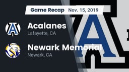 Recap: Acalanes  vs. Newark Memorial  2019