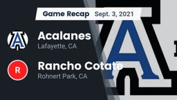 Recap: Acalanes  vs. Rancho Cotate  2021