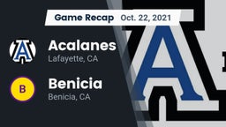 Recap: Acalanes  vs. Benicia  2021