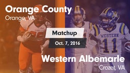 Matchup: Orange County vs. Western Albemarle  2016