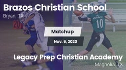 Matchup: Brazos Christian vs. Legacy Prep Christian Academy 2020