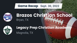 Recap: Brazos Christian School vs. Legacy Prep Christian Academy 2022