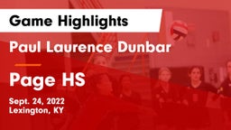 Paul Laurence Dunbar  vs Page HS Game Highlights - Sept. 24, 2022