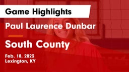 Paul Laurence Dunbar  vs South County  Game Highlights - Feb. 18, 2023