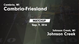 Matchup: Cambria-Friesland vs. Johnson Creek  2016