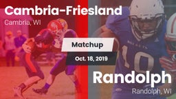 Matchup: Cambria-Friesland vs. Randolph  2019