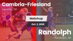 Matchup: Cambria-Friesland vs. Randolph  2020