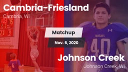 Matchup: Cambria-Friesland vs. Johnson Creek  2020