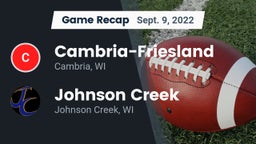 Recap: Cambria-Friesland  vs. Johnson Creek  2022