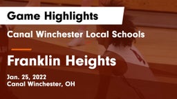 Canal Winchester Local Schools vs Franklin Heights  Game Highlights - Jan. 25, 2022