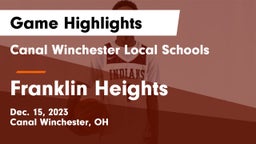 Canal Winchester Local Schools vs Franklin Heights  Game Highlights - Dec. 15, 2023