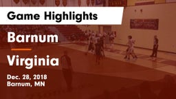Barnum  vs Virginia  Game Highlights - Dec. 28, 2018