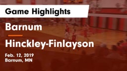 Barnum  vs Hinckley-Finlayson  Game Highlights - Feb. 12, 2019