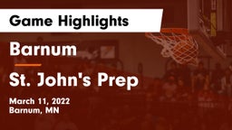 Barnum  vs St. John's Prep  Game Highlights - March 11, 2022
