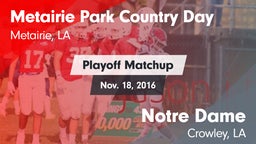 Matchup: Metairie Park Countr vs. Notre Dame  2016
