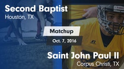 Matchup: Second Baptist High vs. Saint John Paul II  2016