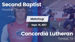 Matchup: Second Baptist High vs. Concordia Lutheran  2017