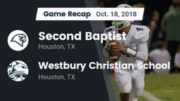 Recap: Second Baptist  vs. Westbury Christian School 2018