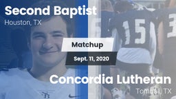 Matchup: Second Baptist High vs. Concordia Lutheran  2020