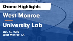 West Monroe  vs University Lab  Game Highlights - Oct. 16, 2022