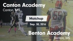 Matchup: Canton Academy vs. Benton Academy  2016