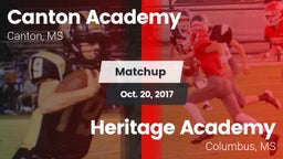 Matchup: Canton Academy vs. Heritage Academy  2017