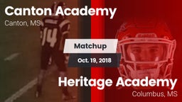 Matchup: Canton Academy vs. Heritage Academy  2018
