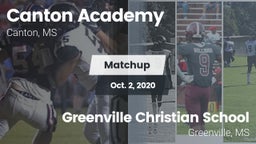 Matchup: Canton Academy vs. Greenville Christian School 2020