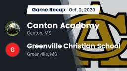 Recap: Canton Academy  vs. Greenville Christian School 2020