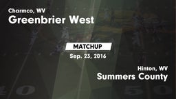 Matchup: Greenbrier West vs. Summers County  2016