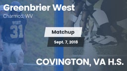 Matchup: Greenbrier West vs. COVINGTON, VA H.S. 2018