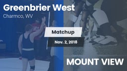 Matchup: Greenbrier West vs. MOUNT VIEW  2018