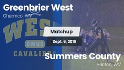 Matchup: Greenbrier West vs. Summers County  2019