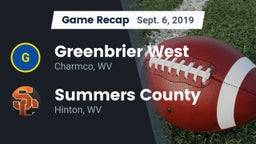 Recap: Greenbrier West  vs. Summers County  2019