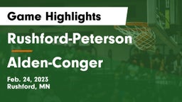 Rushford-Peterson  vs Alden-Conger  Game Highlights - Feb. 24, 2023