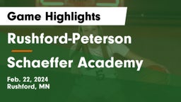 Rushford-Peterson  vs Schaeffer Academy Game Highlights - Feb. 22, 2024