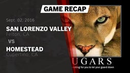 Recap: San Lorenzo Valley  vs. Homestead  2016