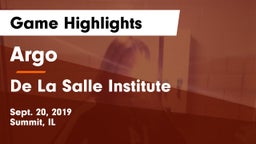 Argo  vs De La Salle Institute Game Highlights - Sept. 20, 2019