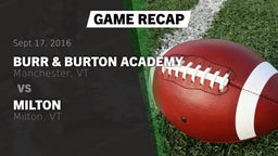 Recap: Burr & Burton Academy  vs. Milton  2016