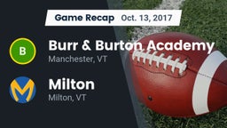 Recap: Burr & Burton Academy  vs. Milton  2017