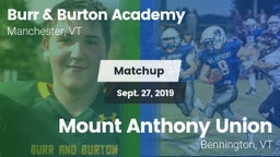 Matchup: Burr & Burton vs. Mount Anthony Union  2019