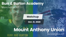 Matchup: Burr & Burton vs. Mount Anthony Union  2020