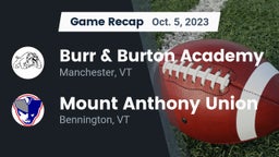 Recap: Burr & Burton Academy  vs. Mount Anthony Union  2023