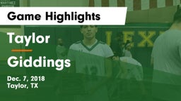 Taylor  vs Giddings  Game Highlights - Dec. 7, 2018