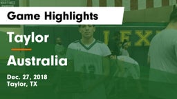 Taylor  vs Australia Game Highlights - Dec. 27, 2018