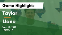 Taylor  vs Llano  Game Highlights - Jan. 13, 2020