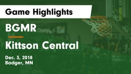 BGMR vs Kittson Central Game Highlights - Dec. 3, 2018