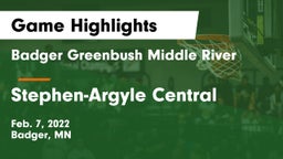 Badger Greenbush Middle River vs Stephen-Argyle Central  Game Highlights - Feb. 7, 2022