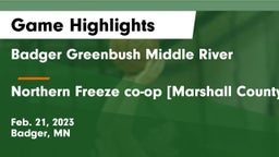 Badger Greenbush Middle River vs Northern Freeze co-op [Marshall County Central/Tri-County]  Game Highlights - Feb. 21, 2023